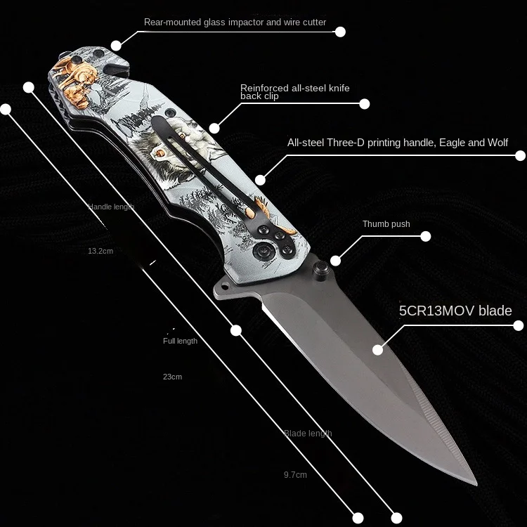 

EDC equipment library] outdoor Damascus Eagle knife sharp titanium handle Mini Necklace key chain portable