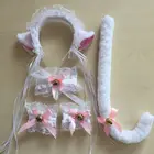 Meihuida женский костюм для косплея кошки горничной Неко плюшевые кружевные ушки ободки хвост Хэллоуин