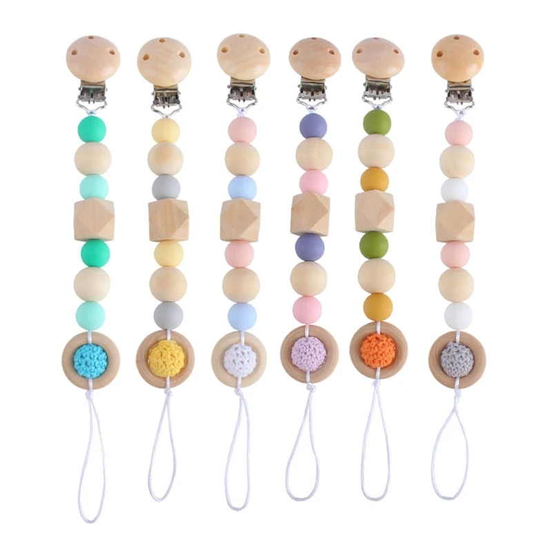 

Handmade Silicone Pacifier Chains Safe Teething Chain Baby Teether Eco-friendly Silicone Beads Pacifier Clips Holder Chain