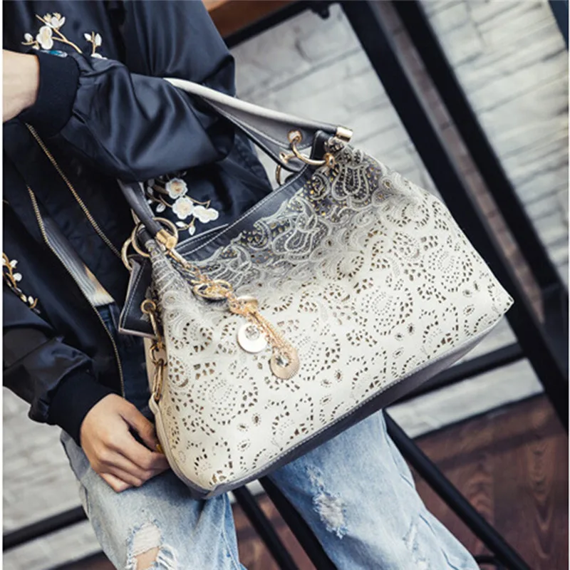 

Hollow Out Ombre Floral Print Shoulder Crossbody Bags For Women Pu Leather Totes Fashion Messenger Bag Ladies Hand Bags