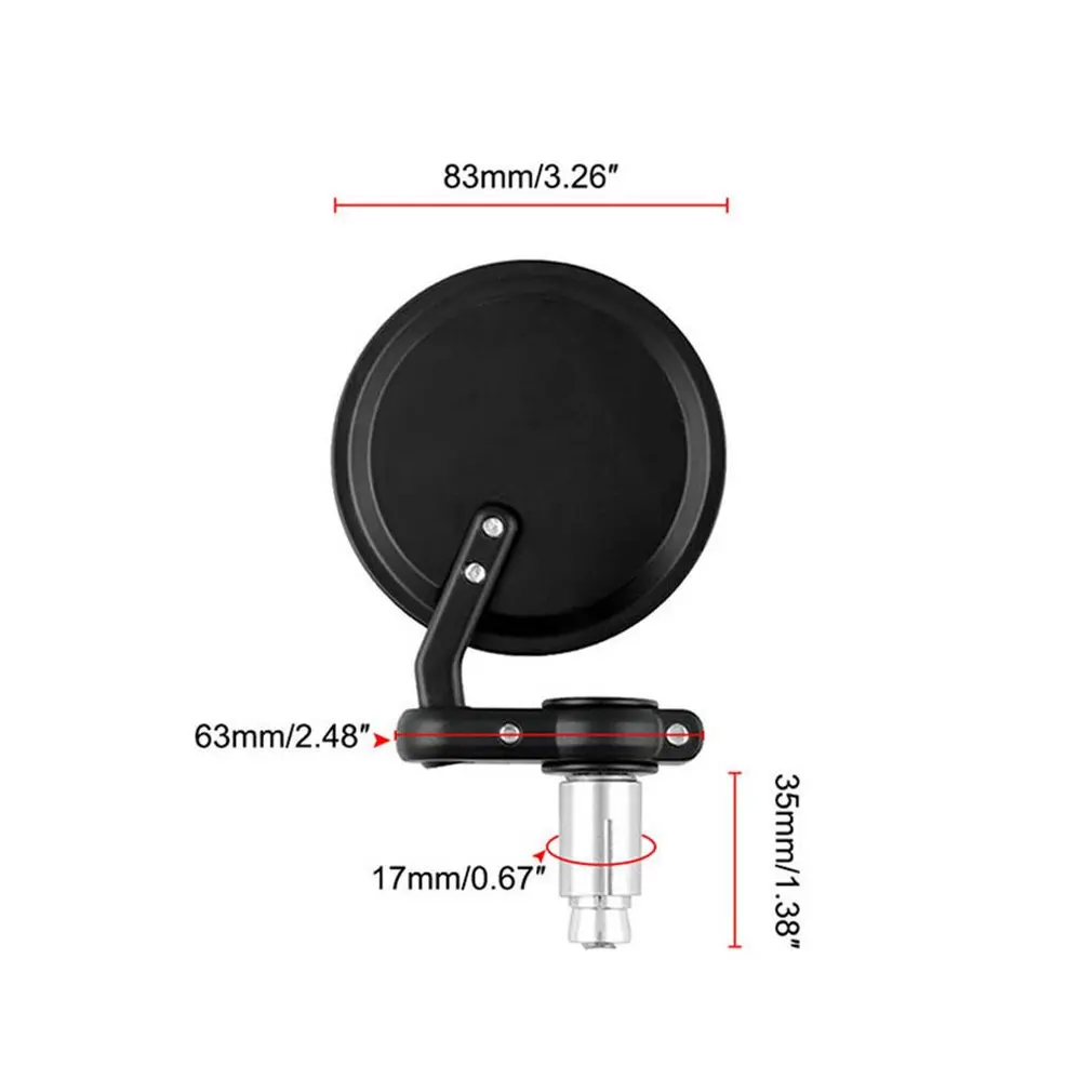 

Mb-Mr010-Bk Round Motorcycle Mirror Motorbike Handlebar End Rearview Moto Hand Bar Universal Handle Bar Side Mirror