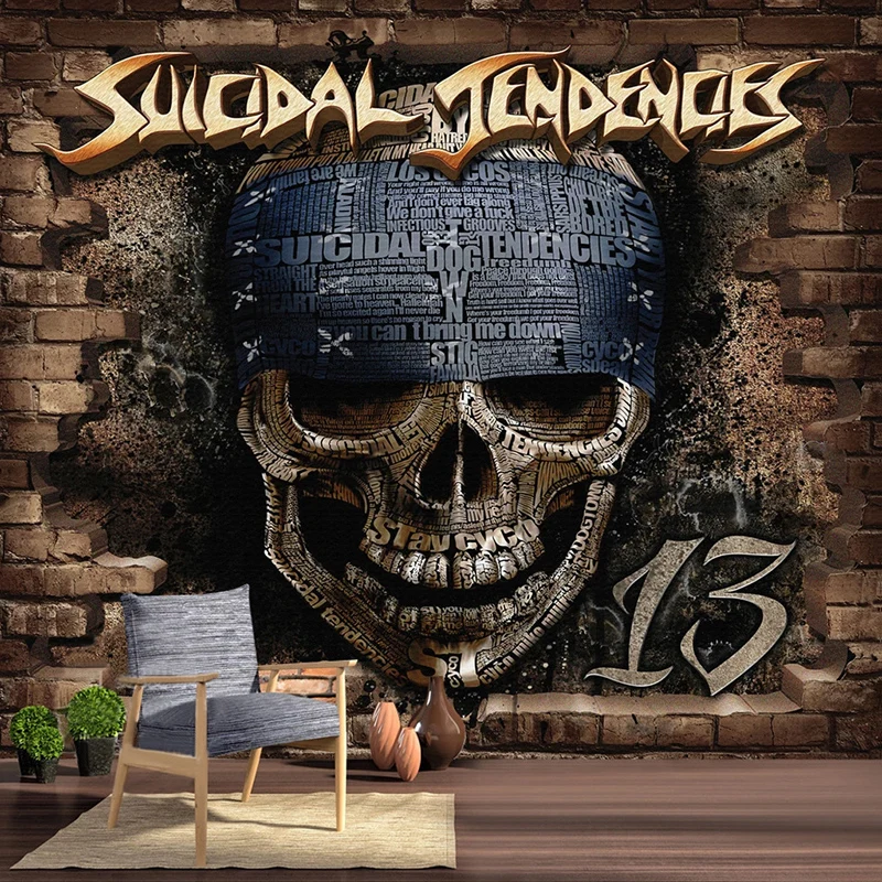 

Custom 3D Wallpaper Retro Nostalgic Personality 3d Stereo Brick Wall English Letters Photo Murals KTV Bar Restaurant 3D Sticker