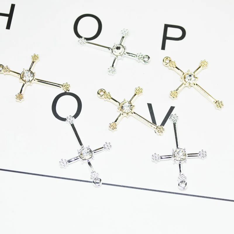 10 шт./лот новое поступление золотой серебряный цвет крест очаровательные