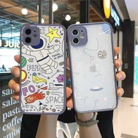 phone case for iphone 12 11 mini pro xr xs max 7 8 plus x star astronaut matte transparent gray cover