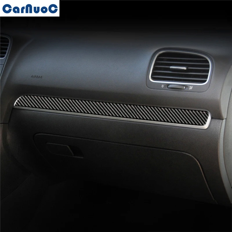 

For VW Golf 6 Gti R MK6 2008-2012 Car Copilot Panel Trim Strip Decal Carbon Fiber Sticker Styling Accessories