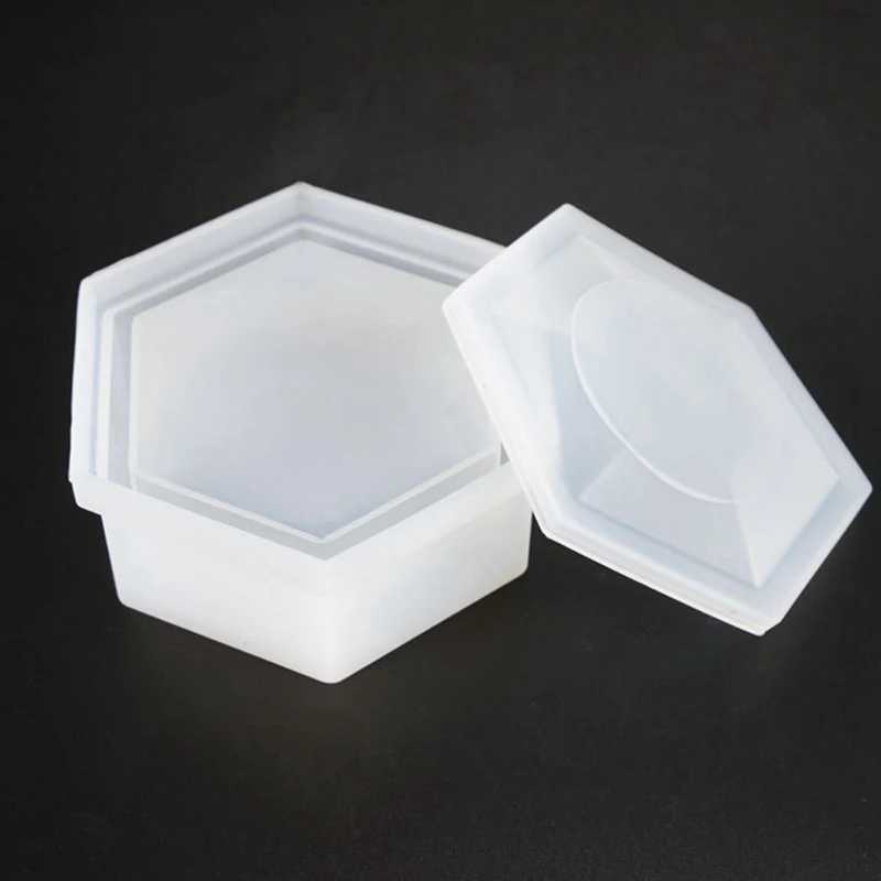 

2 Pcs Diy Crystal Epoxy Mold Hexagonal Jewelry Storage Box Mold