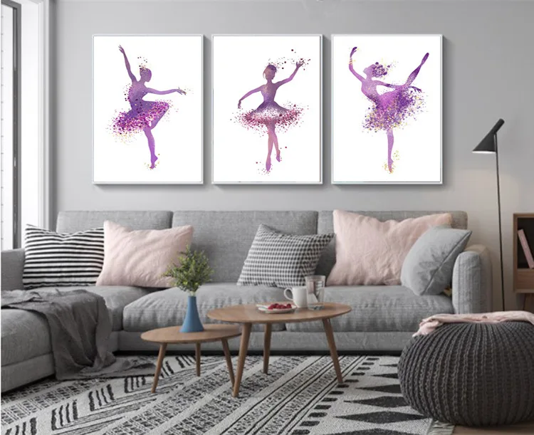 Акварельные картины балерины современный минималистский мультфильм детская