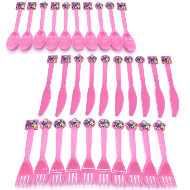 10 шт./лот одноразовые вечерние пластиковые ножи с ложкой Мой маленький пони для