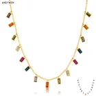 Женское длинное ожерелье ANDYWEN, разноцветное вечерние е из стерлингового серебра 925 пробы, циркониевые амулеты, цепь цветов радуги