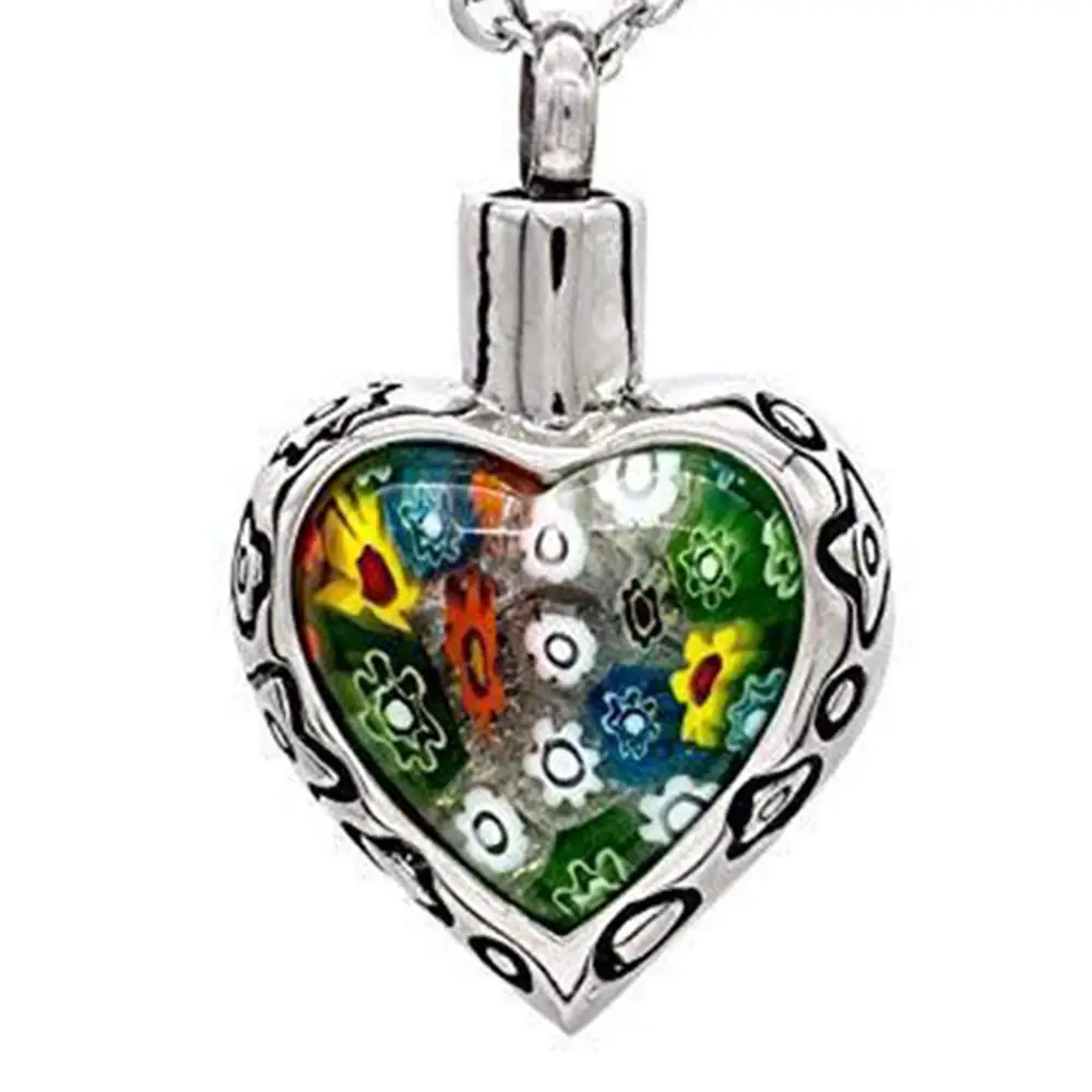 Красочный Кристальный цветок кулон в память любимых из нержавеющей стали Урна с