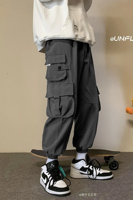 

Autumn and Winter tooling bound pants men's Korean-style large size casual pants loose straight pants tide