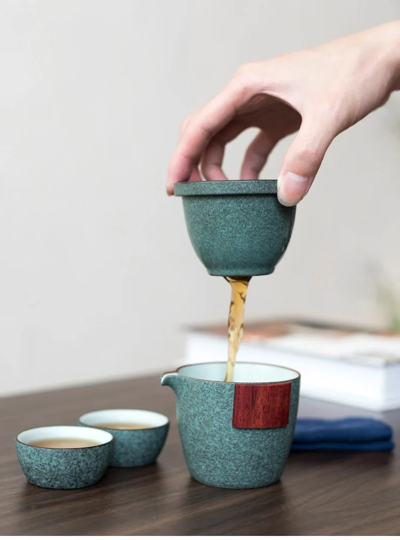 LUWU керамический чайник Gaiwan с 2 чашки и чайные наборы цзялэ(Портативный Путешествия Чайный сервиз с дорожная сумка