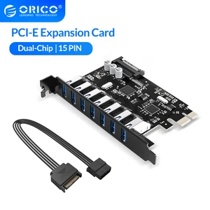 Карта ORICO SuperSpeed на 7 портов USB 3,0 PCI-E, с 15-контактным разъемом питания SATA, адаптация PCIE