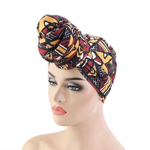 Turbante con estampado de flores para mujer africana, Bandana larga con estampado de Ankara Dashiki para fiesta y boda, Hijab musulmán, accesorios para el cabello (2)