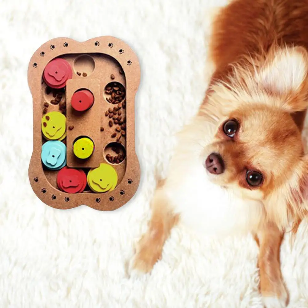 

Pets Toys Fun Feeding Pad Suitable For Training Or Being Alone Interactive Educational Bone Paw Prints Wooden Feeding Dispenser
