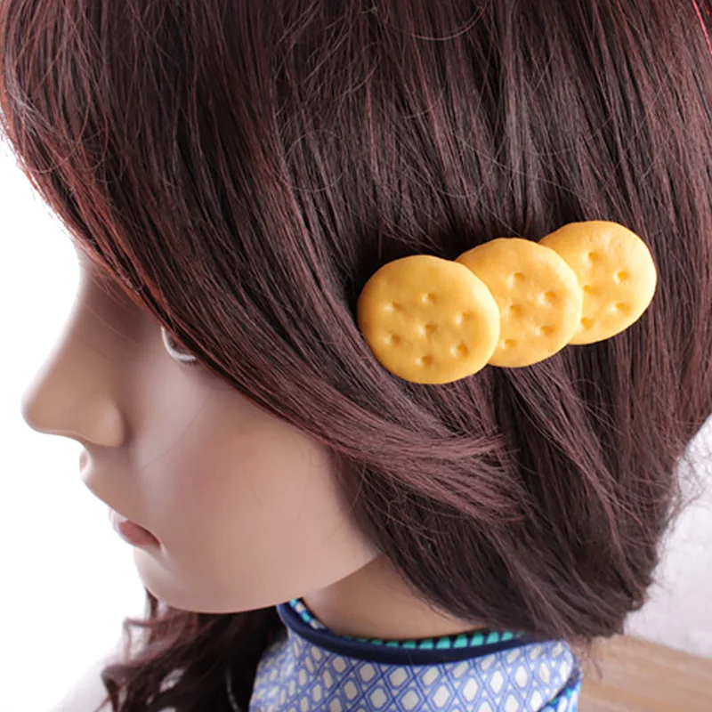

Harajuku Biscuits Women Hairpins Japanese Style Creative Cute Girls Simulation Food Shape Cartoon Accessories Hairpins Hair Band