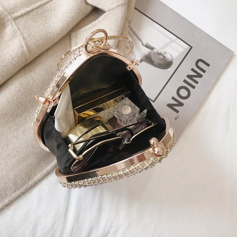 

Water Drop Shape Evening Crossbody Bags for Women Luxury Brand Circle Ring Handle Handbag Wild Ladies Diamond Party Shoulder Bag