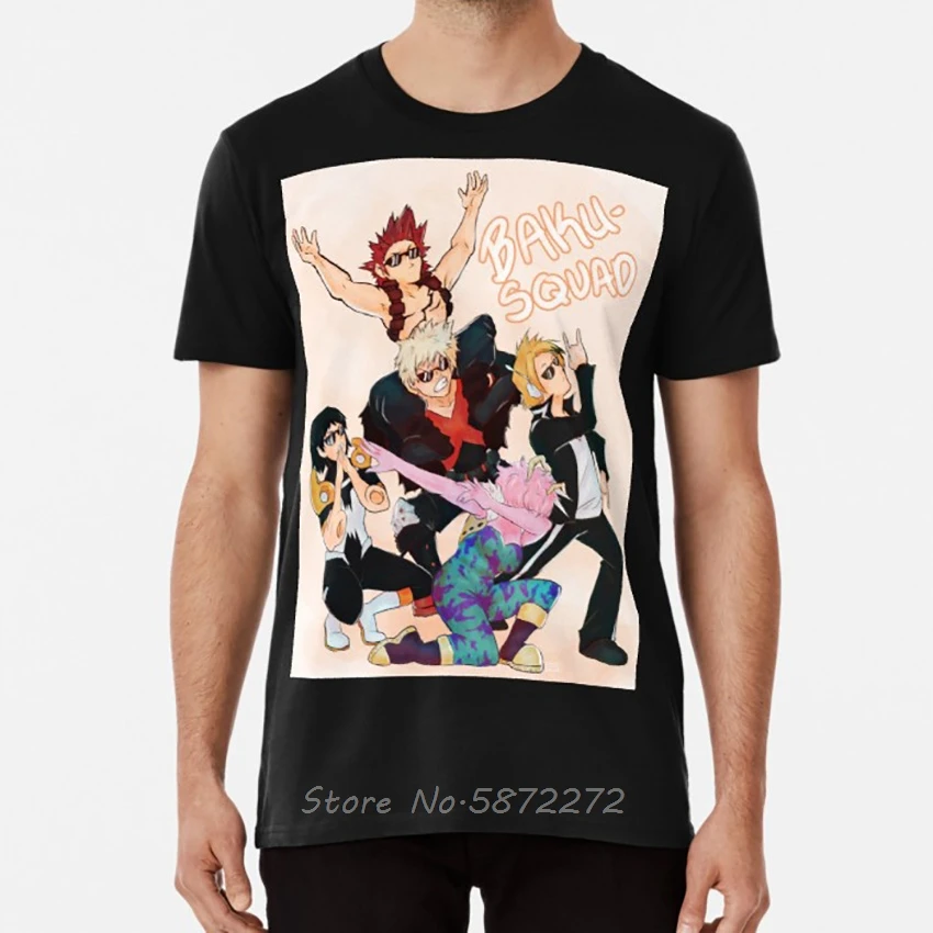 Футболка с принтом Memesquad 2k18 Bnha Mina Ashido Bakugo Katsuki Denki Kaminari сто Hanta Kirishima Eijirou Boku No Hero Academia