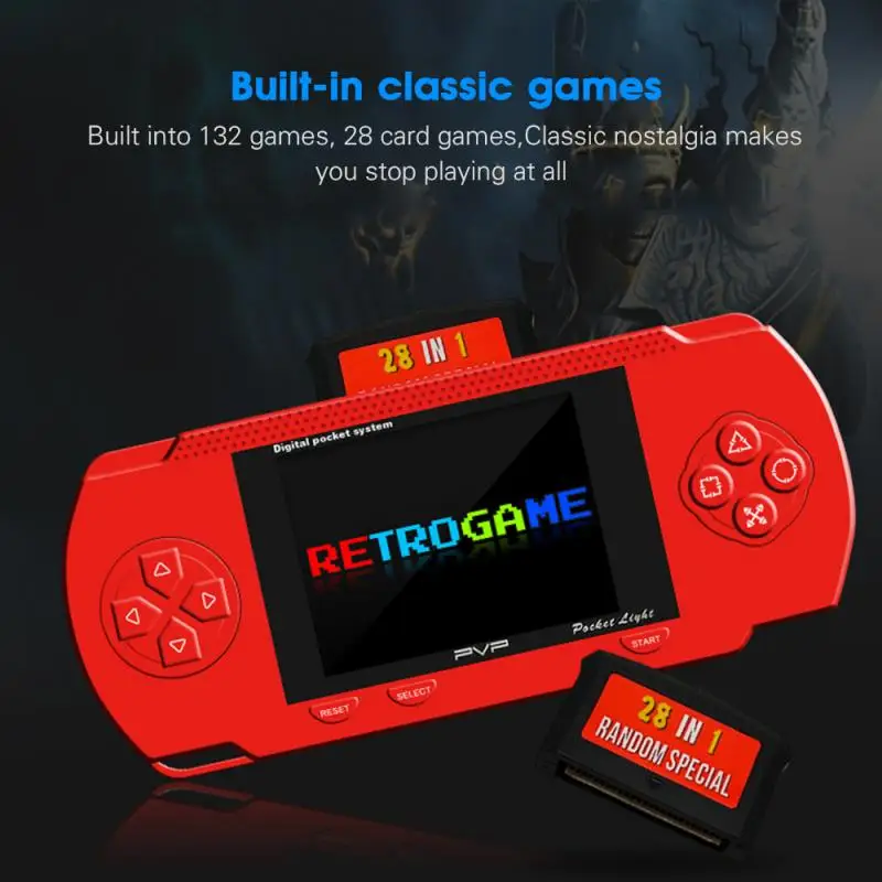 Ретро портативная мини игровая консоль с режимом PVP 8 бит встроенные 132 игр + карта