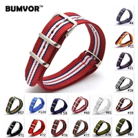 bumvor hot sale 22mm multi color army sports bracelet nato fabric nylon watchband watch strap accessories bands buckle belt