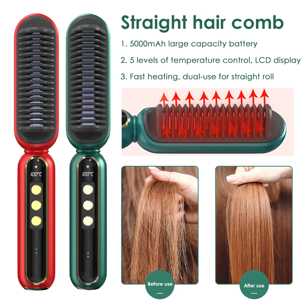 

Multifunctional Electric Hair Straightener Brush Heated Comb Straightening curling iron Professional Barber Styling Tool