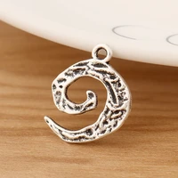 20 pieces tibetan silver hammered swirl spiral charms pendants beads for bracelet jewellery making 21x17mm