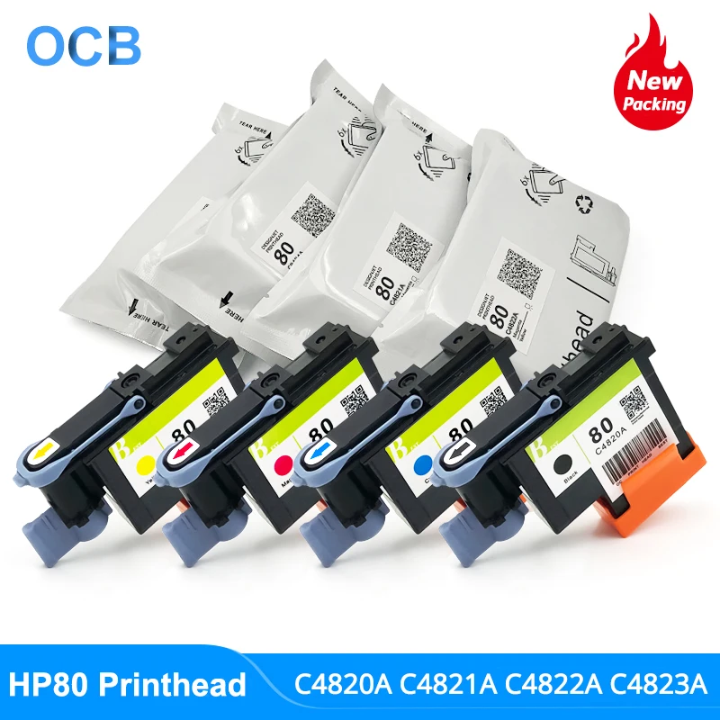 Online ل HP 80 رأس الطباعة C4820A C4821A C4822A C4823A HP80 رأس الطباعة ل طابعة تصميم إتش بي 1050 1055 1055 سنتيمتر 1050c زائد طابعة (BK C M Y)