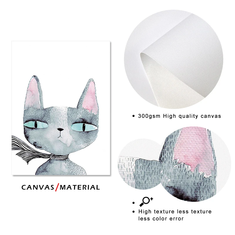 

Fish And Cat Cartoon posters prints canvas paintings wall art for living room decor for bedroom kids nursery wall art decor