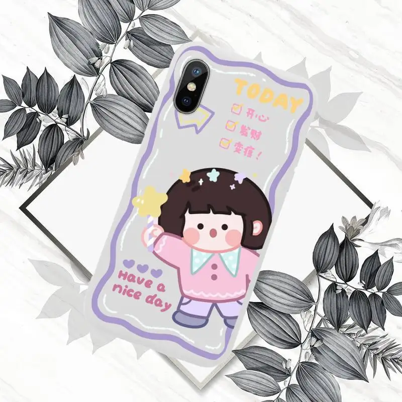 

Cute anime girl snacks Phone Case Candy Color for iPhone 6 7 8 11 12 s mini pro X XS XR MAX Plus