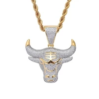 mens domineering gold color necklace silver color bull head pendant necklace beautiful gift jewelry