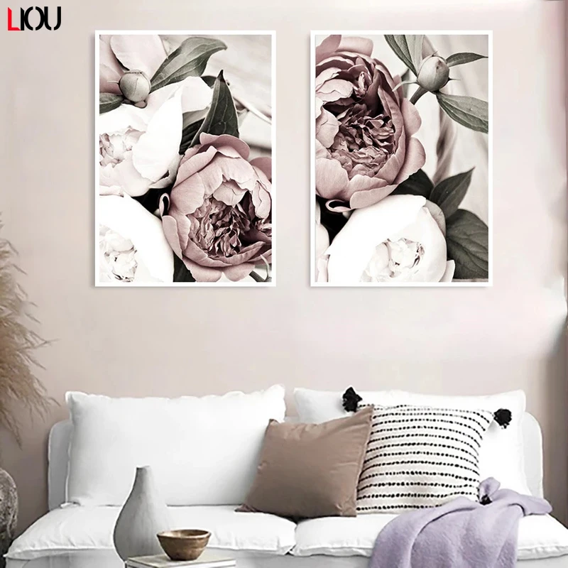 Скандинавский ботанический скандинавский розовый белый цветок лист растения