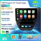 QLED IPS Android 10 автомобильное радио для Peugeot 107 1 для Toyota Aygo для Citroen C1 2005-14 Стерео GPS навигация мультимедийный плеер