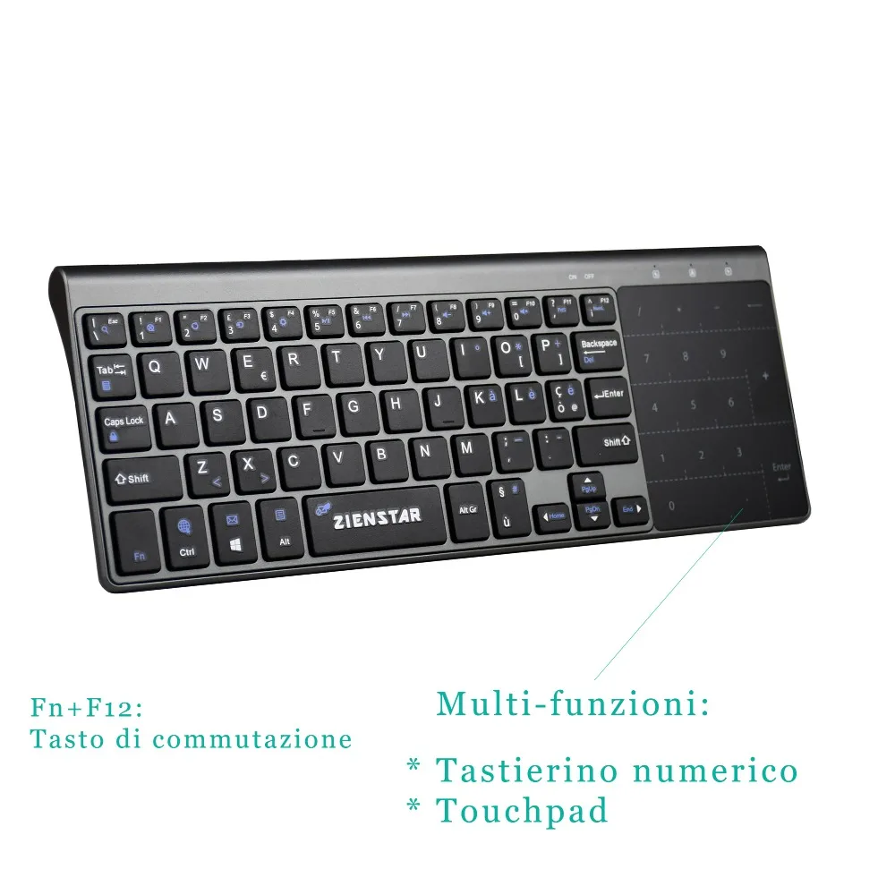 Zienstar 2,4G Беспроводная мини-клавиатура с тачпадом и Numpad для Windows PC, ноутбука, Ios pad, Smart tv, HTPC IP tv, Android Box