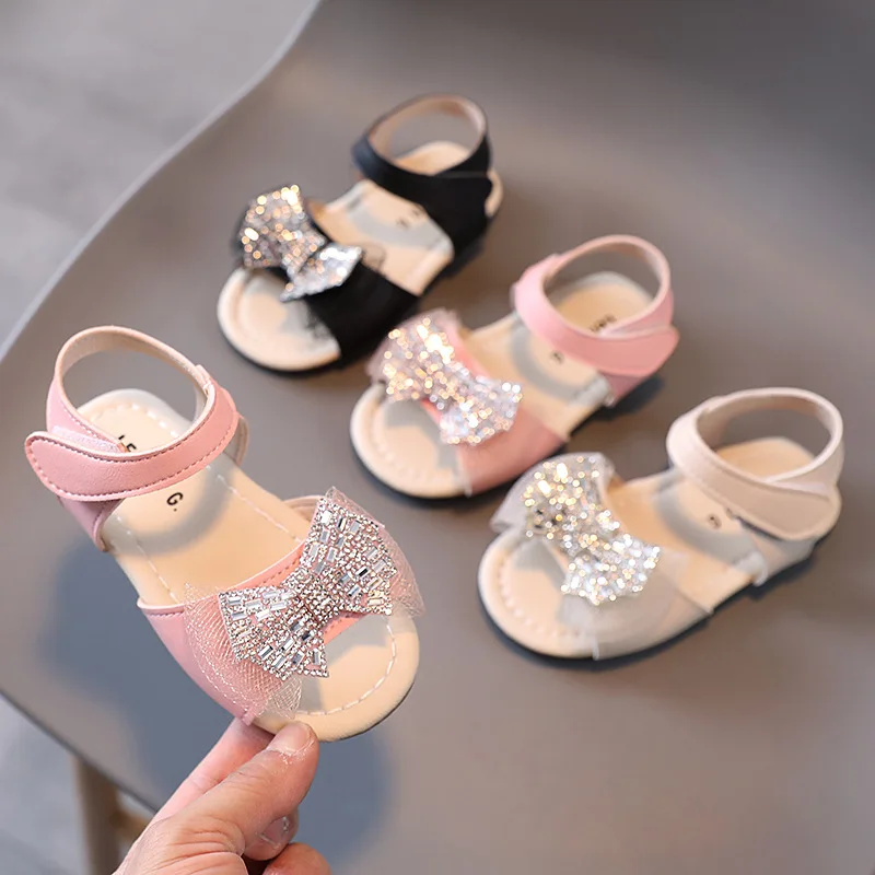 

Fashion 2021 New Summer Girls Sandals Child Beach Shoes Princess Elegant Baby Shoes Kids Crystal Bow Sandals 1 2 3 4 5 6 Years