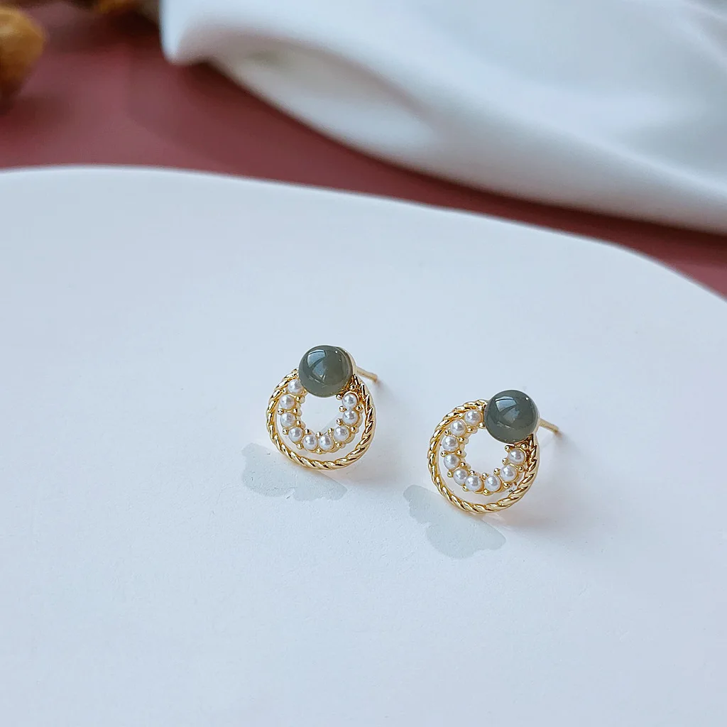 

925 Silver Plated Gold Earrings French Romantic Turquoise Women Earrings Women Sterling Silver Hypoallergenic Earrings