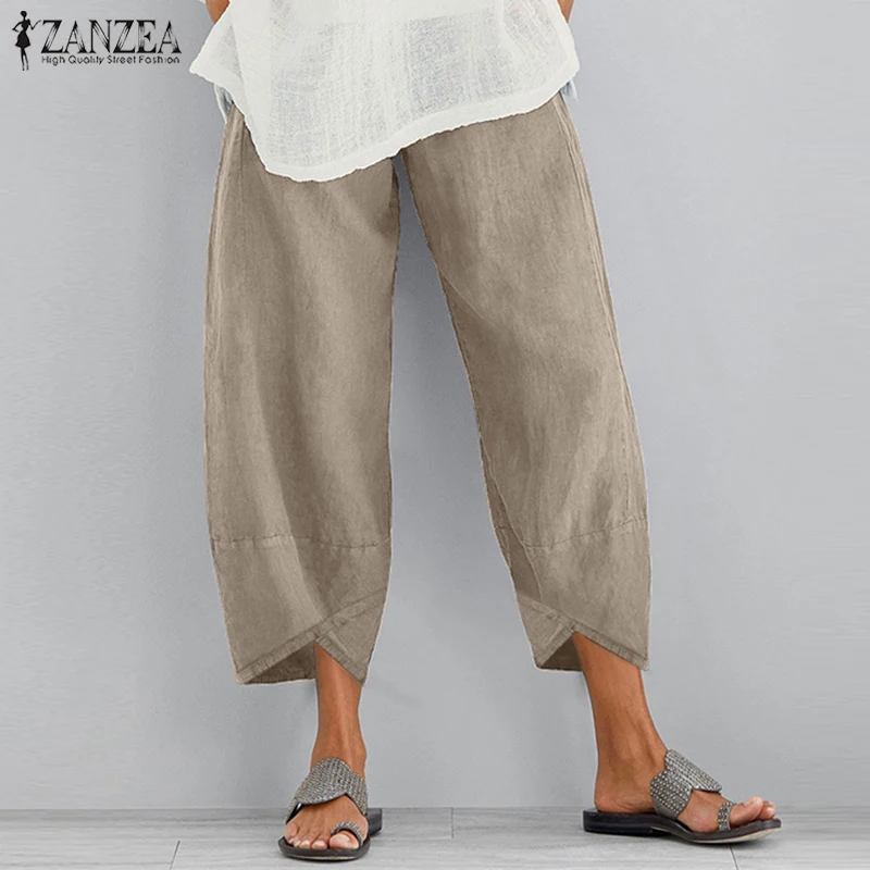 Льняные брюки Kaftan женские осенние туфли 2020 ZANZEA повседневные ассиметричные с