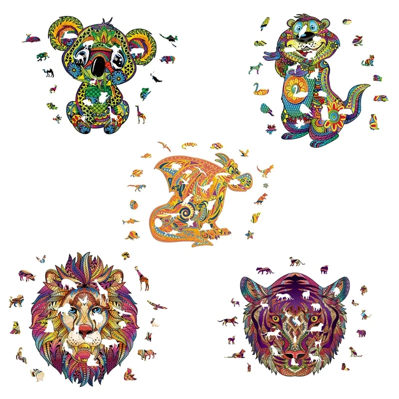 

Unique Shape Animal Shaped Wooden Jigsaw Puzzles Decompression Assembling Adults R7RB