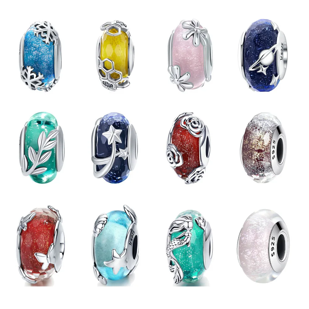 Стеклянные бусины и снежинки для браслетов серебро 925 пробы|glass beads|charms silver originalbeads