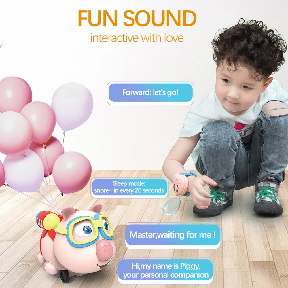 2 4G Забавный R09 RC свинья автомобиль часы игрушка робот амималь с следом спрей