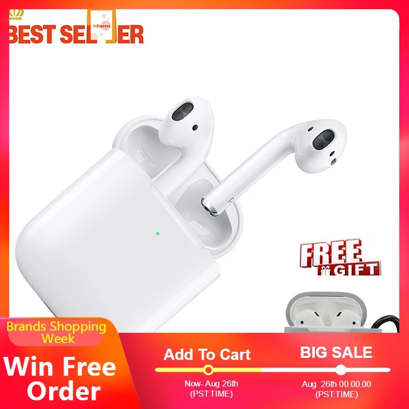 Оригинальные Apple Airpods 2nd с зарядным чехлом беспроводные Bluetooth б/у стерео наушники