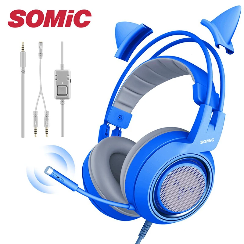 SOMIC G952S Проводная игровая гарнитура с микрофоном синий стерео для PS4 XBOX телефона