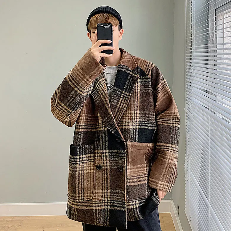

brief male paragraph popular Fried thickening street sweethearts outfit woolen cloth coat the autumn wind coat