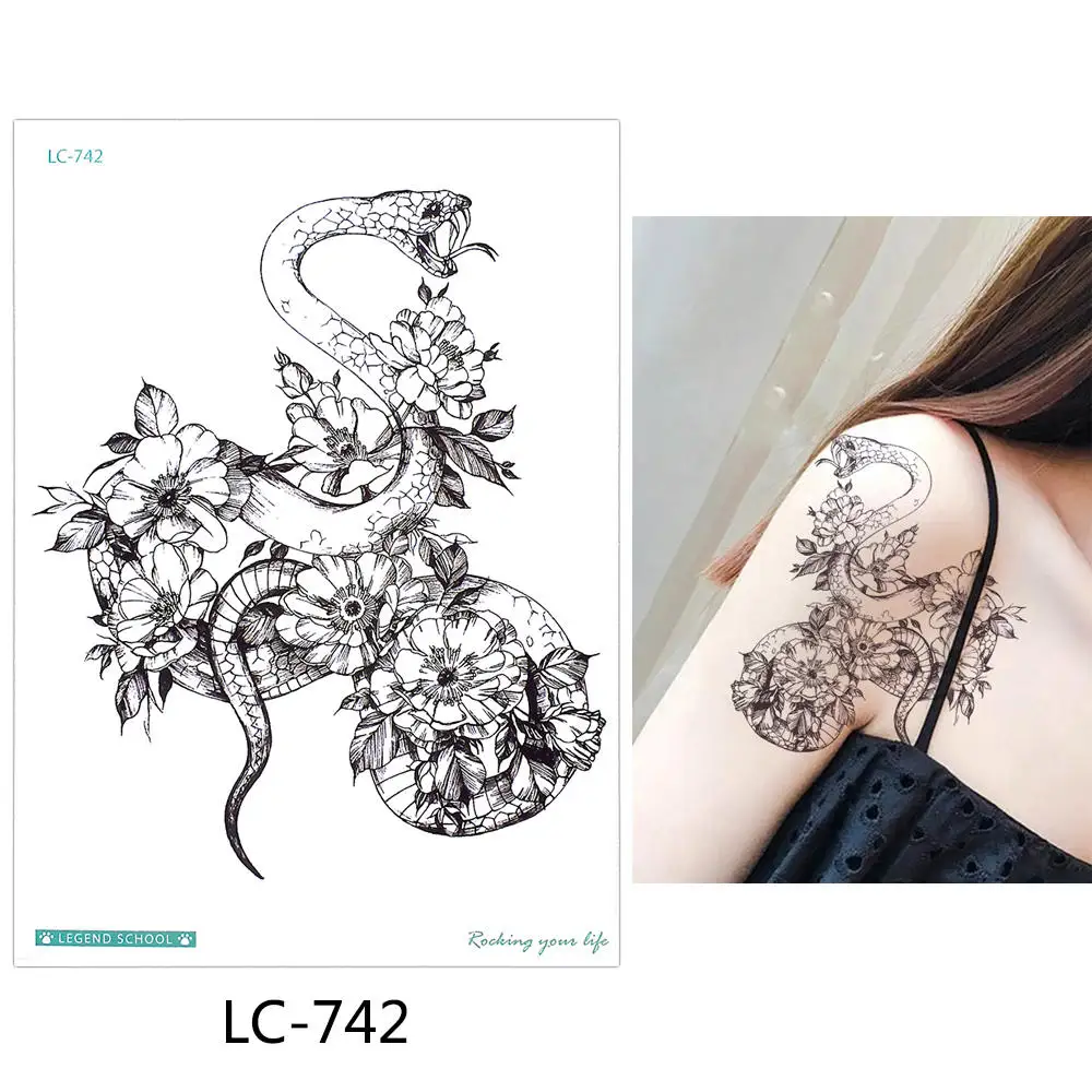 LC-742 Glaryyears 15*21 см временная татуировка наклейка Горячая Поддельные татуировки животные и растения флеш-тату водонепроницаемый маленький боди-арт для мужчин и женщин - Цвет: LC-742