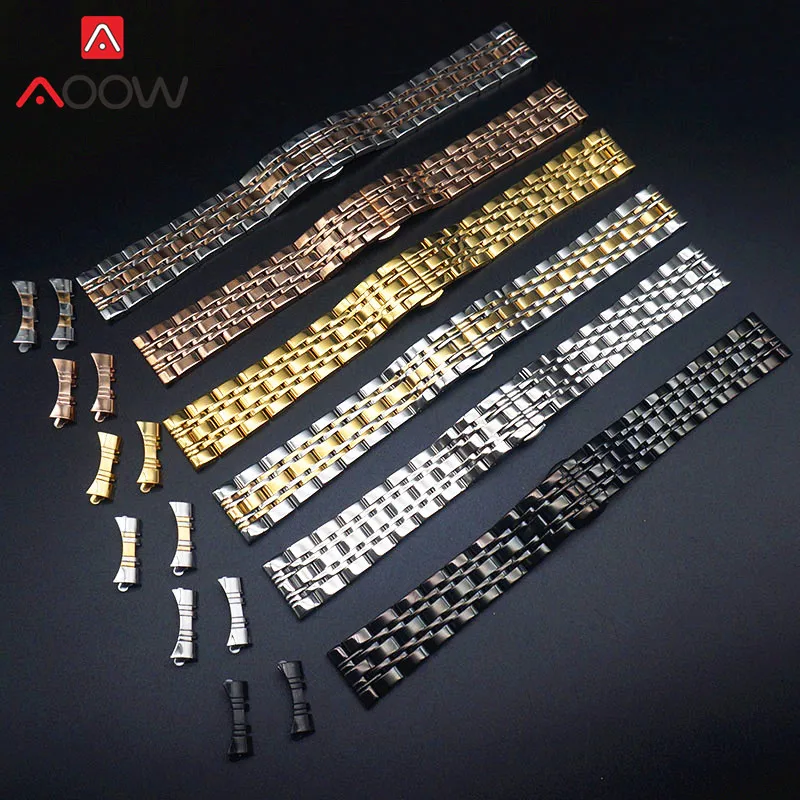 Stainless Steel Band Strap Butterfly Buckle Men Women Replacement Bracelet Watch Accessories for Armani AR1926 AR1908 Rose Gold | Наручные