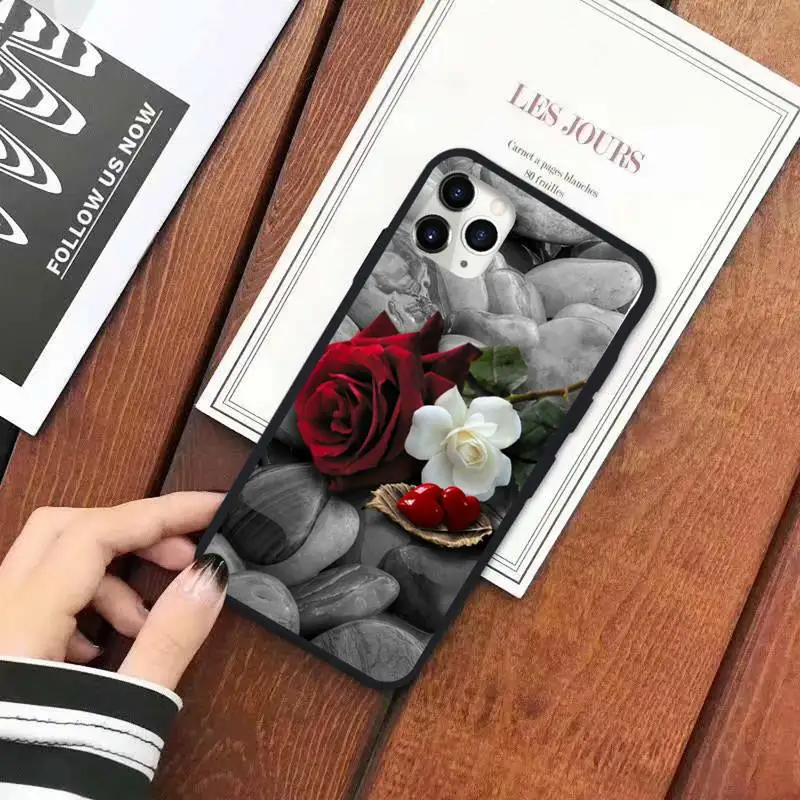 

Red Rose Flowers pattern fundas Phone Case for iPhone 11 12 pro XS MAX 8 7 6 6S Plus X 5S SE 2020 XR