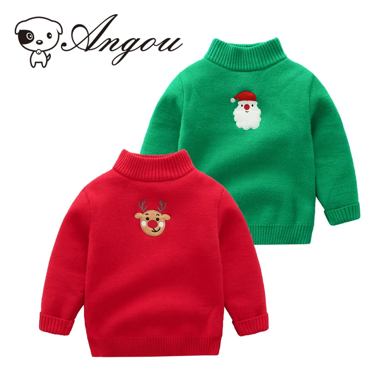 Рождественский вязаный свитер Angou детский зимний с длинными рукавами для