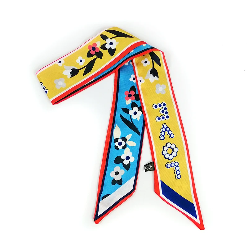 Роскошный брендовый красивый шарф на ремешке с принтом женский шелковый модный