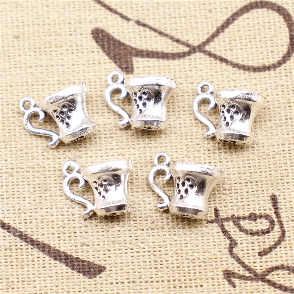 

Charm For Making Jewelry Pendants Antique Silver Color Cup 10x15mm 5pcs