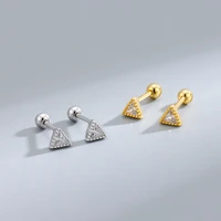 solid 925 sterling silver screw back tiny cz triangle stud earrings babies toddlers girls for jewelry gifts birthday new year