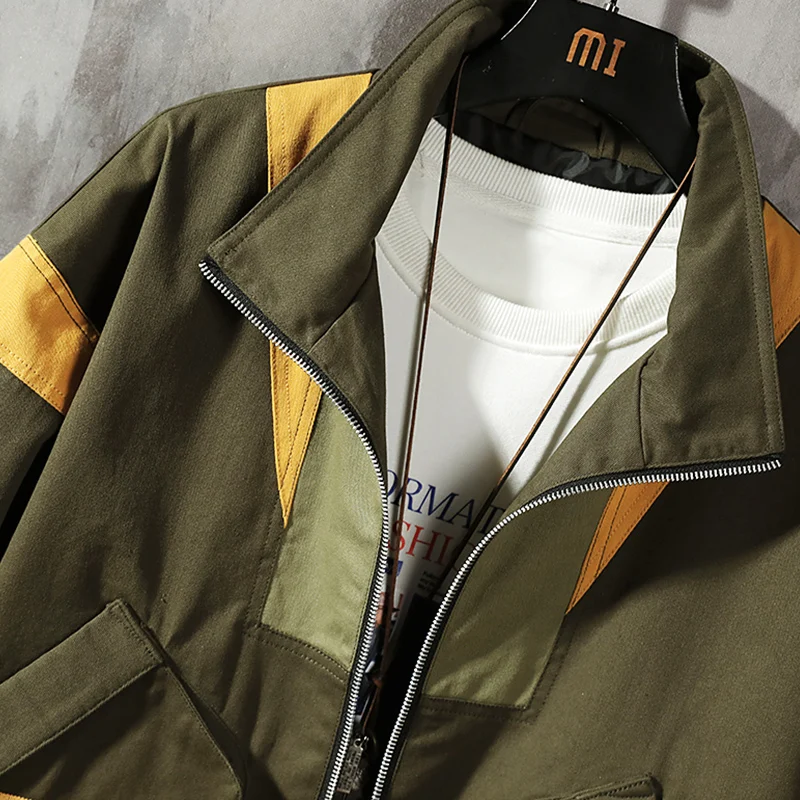 Мужская куртка карго с карманами в стиле пэчворк хип хоп Японская уличная одежда